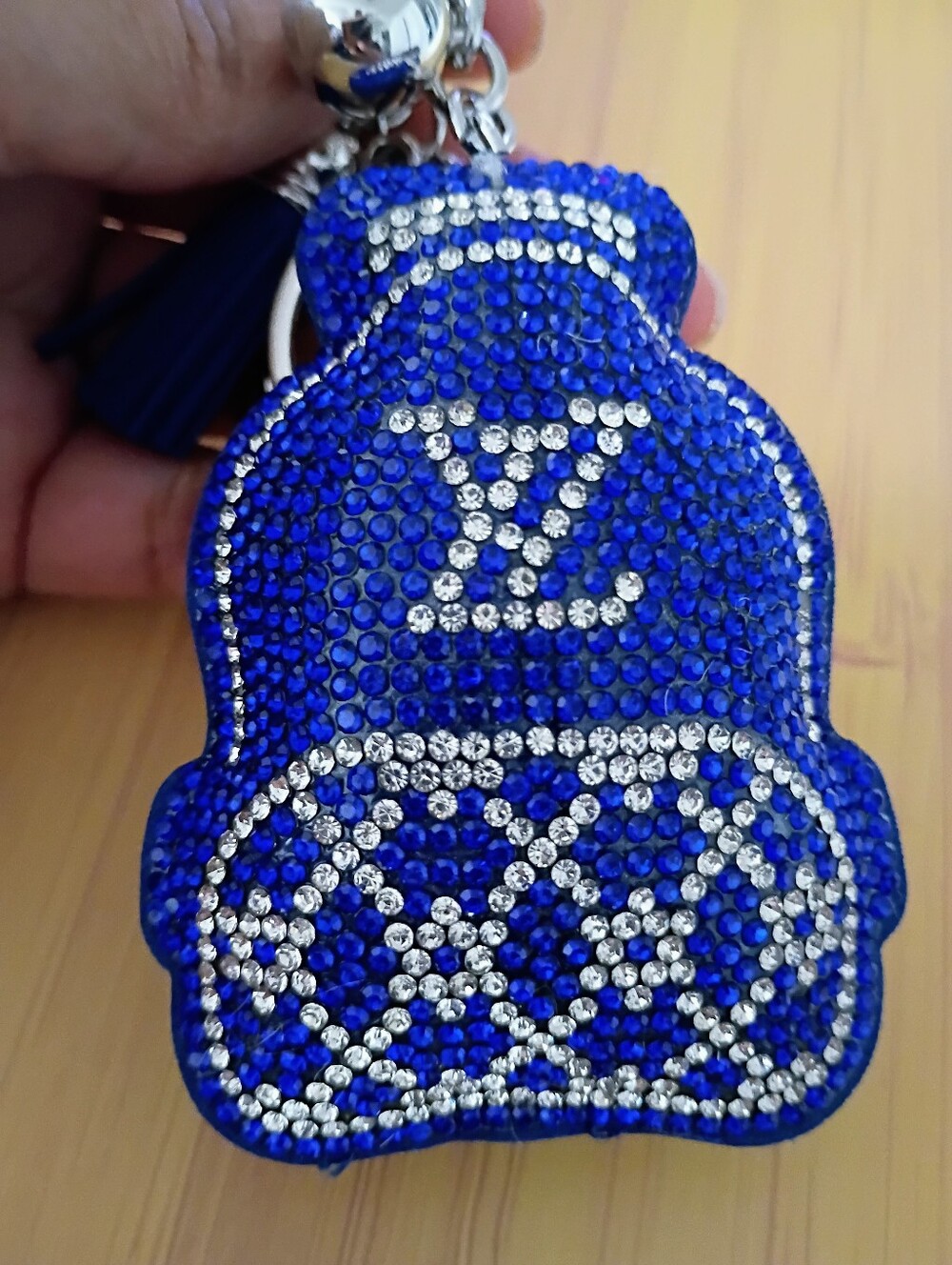 New Blue & Rhinestones Backpack Keychain Charm - Picture 3 of 3